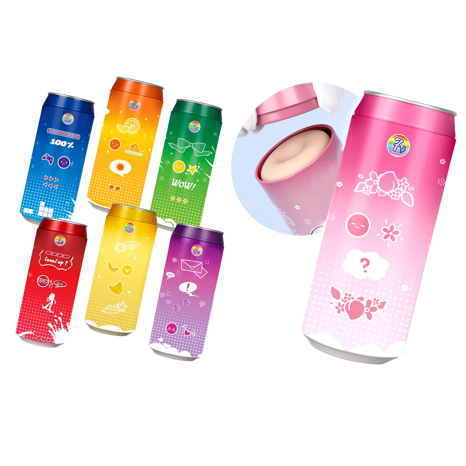 YUU Hidden Canned Masturbator for Male 7 Colors Anime Pussy Masturbation Egg Artificial Vagina Extended Canned Masturbators Toys
