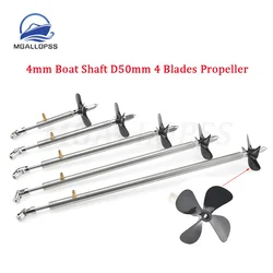 Rc Boat  4mm Boat Shaft and  D50mm 4 Blades Propeller , Cardan Joint  ,Shaft Sleeve With Grease Nozzle