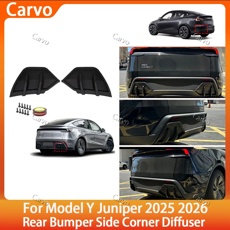 

1pair Rear Bumper Lip Splitter For Tesla Model Y Juniper 2025 2026 Rear Diffuser Spoiler Aprons Wrap Corner Body Kits