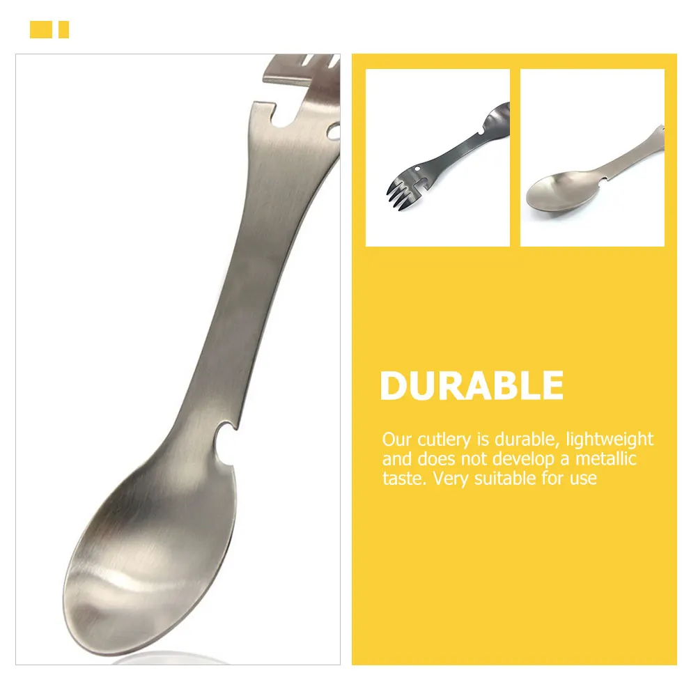 

Stainless Steel Cutlery Reusable Spoon Fork Portable Multifunctional Outdoor Multi-functional Camping Spork Serving Utensils