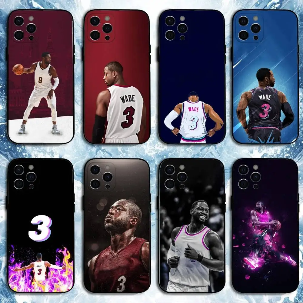 

Basketball D-Dwyane Wade Phone Case For iPhone17,16,15,14,13,12,11 Plus,Pro Max, Soft Silicone Black Cover