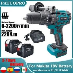 13MM 20 Torque Brushless Electric Impact Drill 3 Functions Cordless Screwdriver Ice Drill Home Power Tool Fit Makita 18V Battery