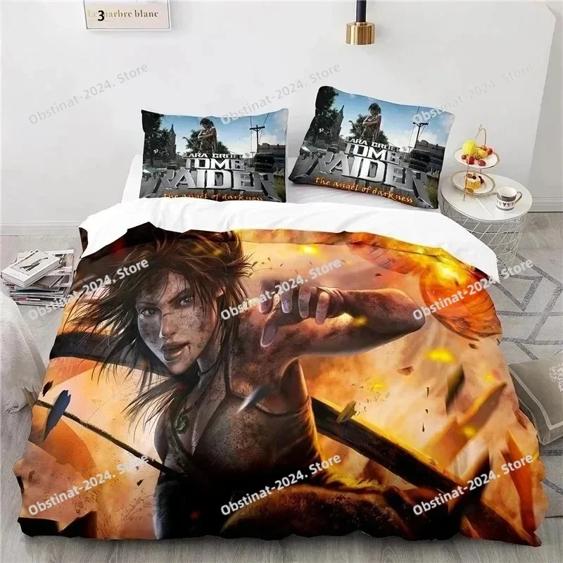 

3D print Game Tomb Raider Bedding Set Boys Girls Twin Queen Size Duvet Cover Pillowcase Bed Boys Adult Home Textileextile
