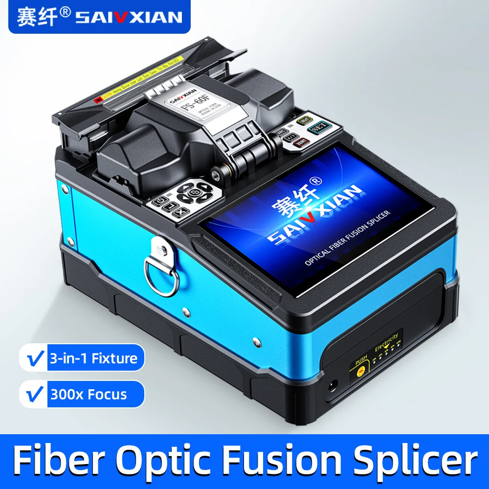 

SAIVXIAN NEW FS-60F FTTH fiber optic fusion splicer Full set hot melt machine optical fiber viewer Tool kit optical fiber