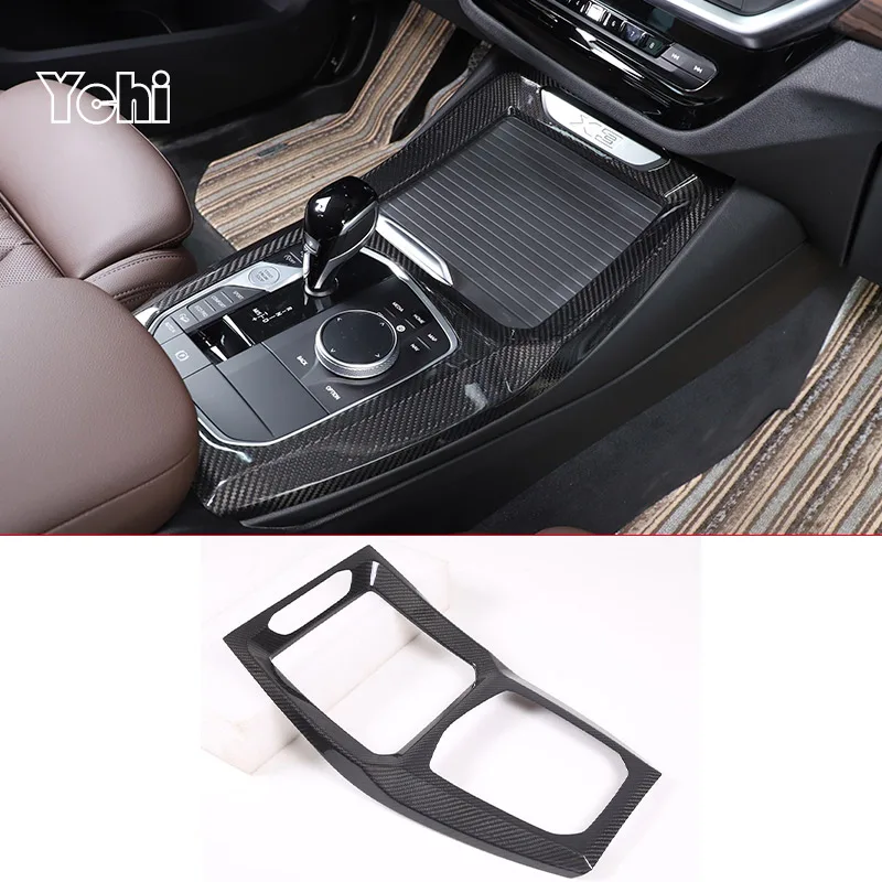 For BMW X3 X4 G01 G02 2022 Real Carbon Fiber Car Central Control Gear Panel Frame Sticker Car Interior Accessories