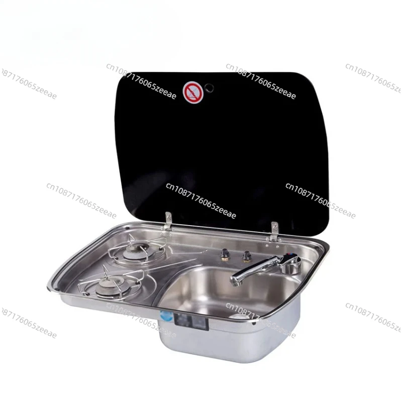 RV Gas Stove and Motorhome Sink Glass Cover Yacht Gas Stove Trailer Camper Van Accessories Dual Stove Gas