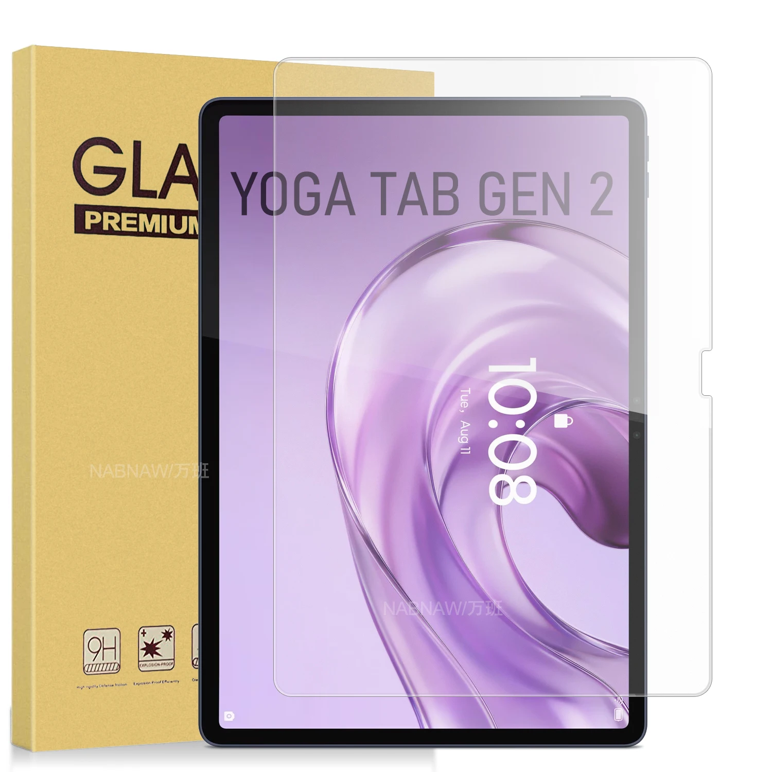 Für Lenovo YOGA Tab Gen 2: Displayschutzfolie aus gehärtetem Glas, Full HD, für YOGA Tab der 2. Generation, bruchsicher, mit Anti-Fingerabdruck-Beschichtung.