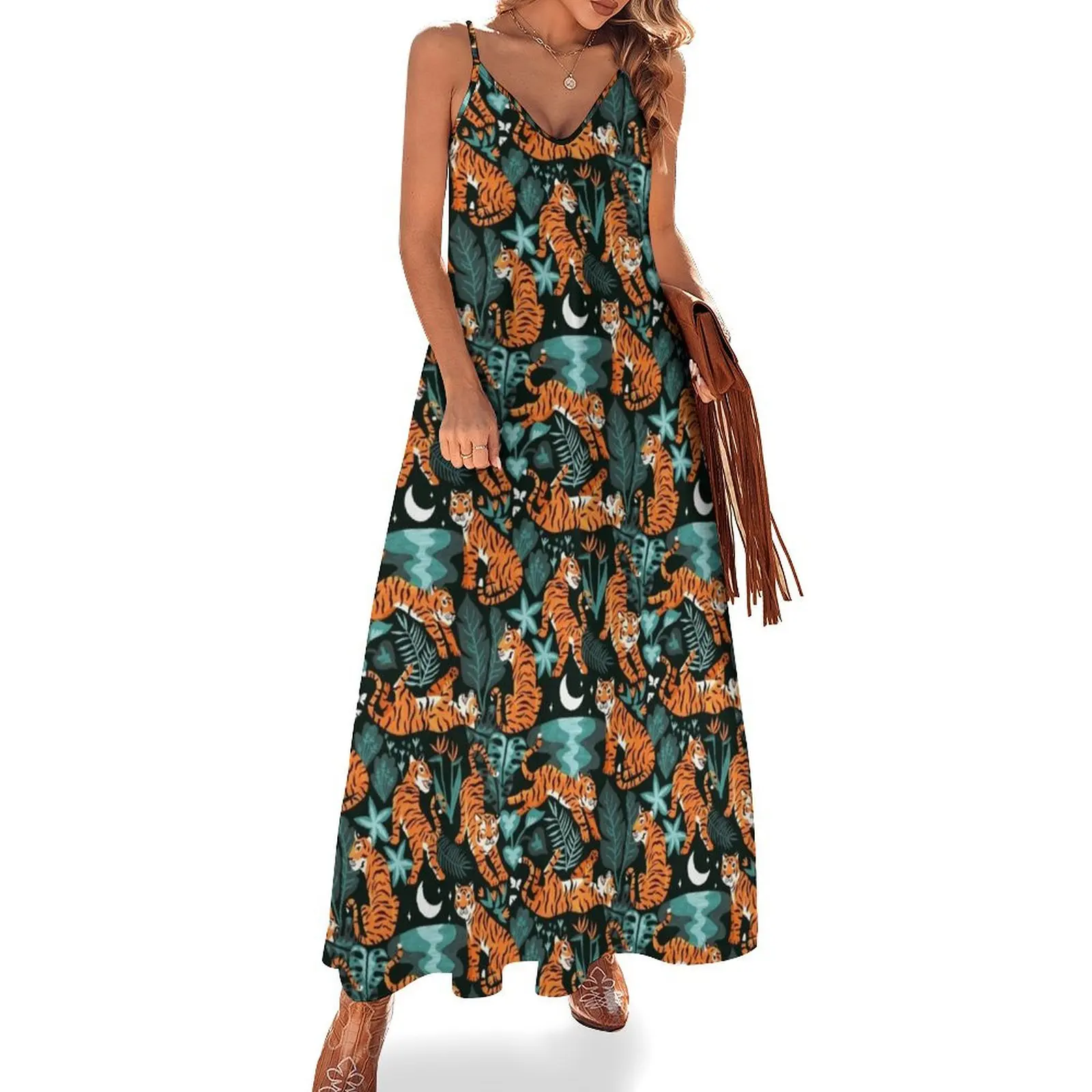 

Year of the Water Tiger - Teal Jungle Sleeveless Dress african dresses for woman summer dresses ladies 2024