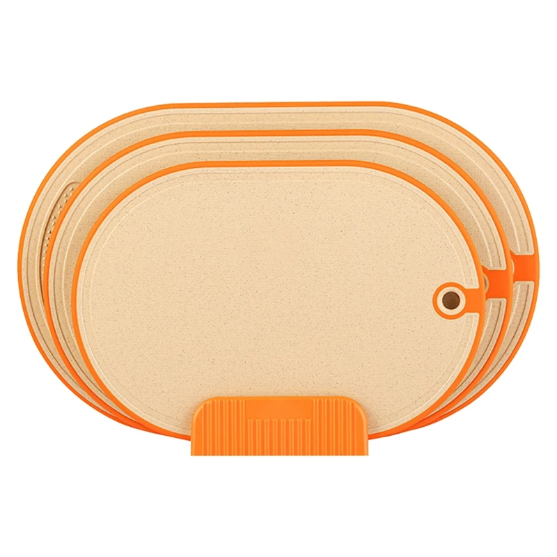 

3 Pcs Chopping Board Kitchen Board Breakfast Board Non-Slip With Juice Groove & Garlic Press Groove, Orange