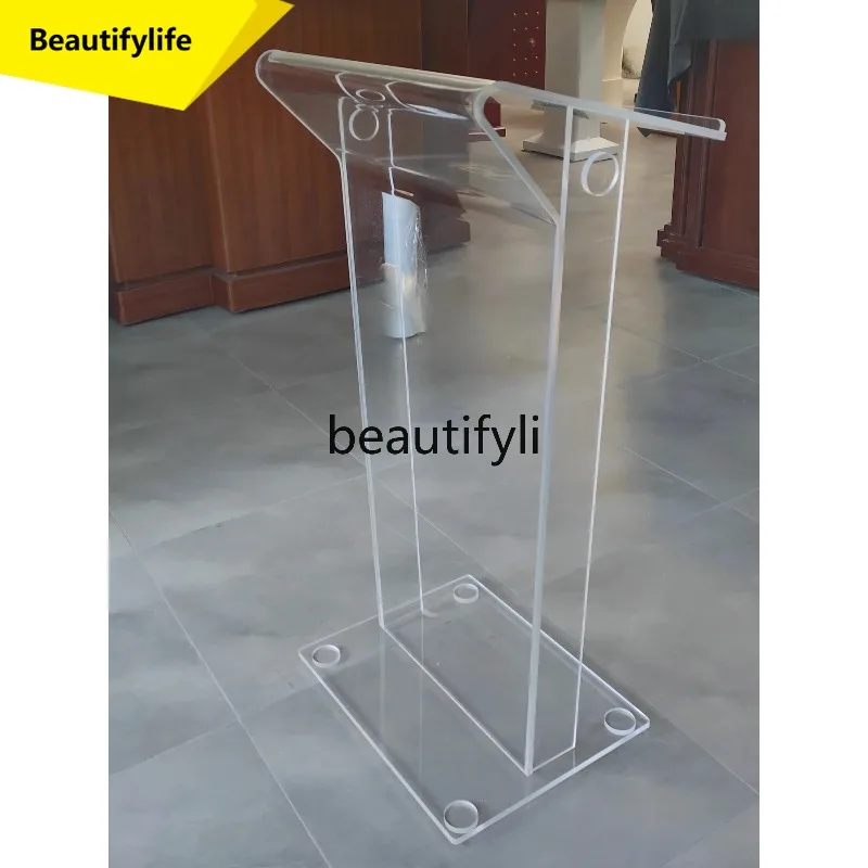 

Frosted Acrylic Podium Lecture Desk Restaurant Reception Concierge Desk Customer Desk