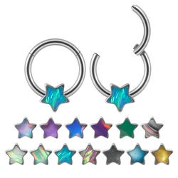 1PC 16G Opal Star Hinged Septum Ring Stainless Steel Flash Star Nose Hoop  Cartilage Daith Earring Piercing  Body Jewelry