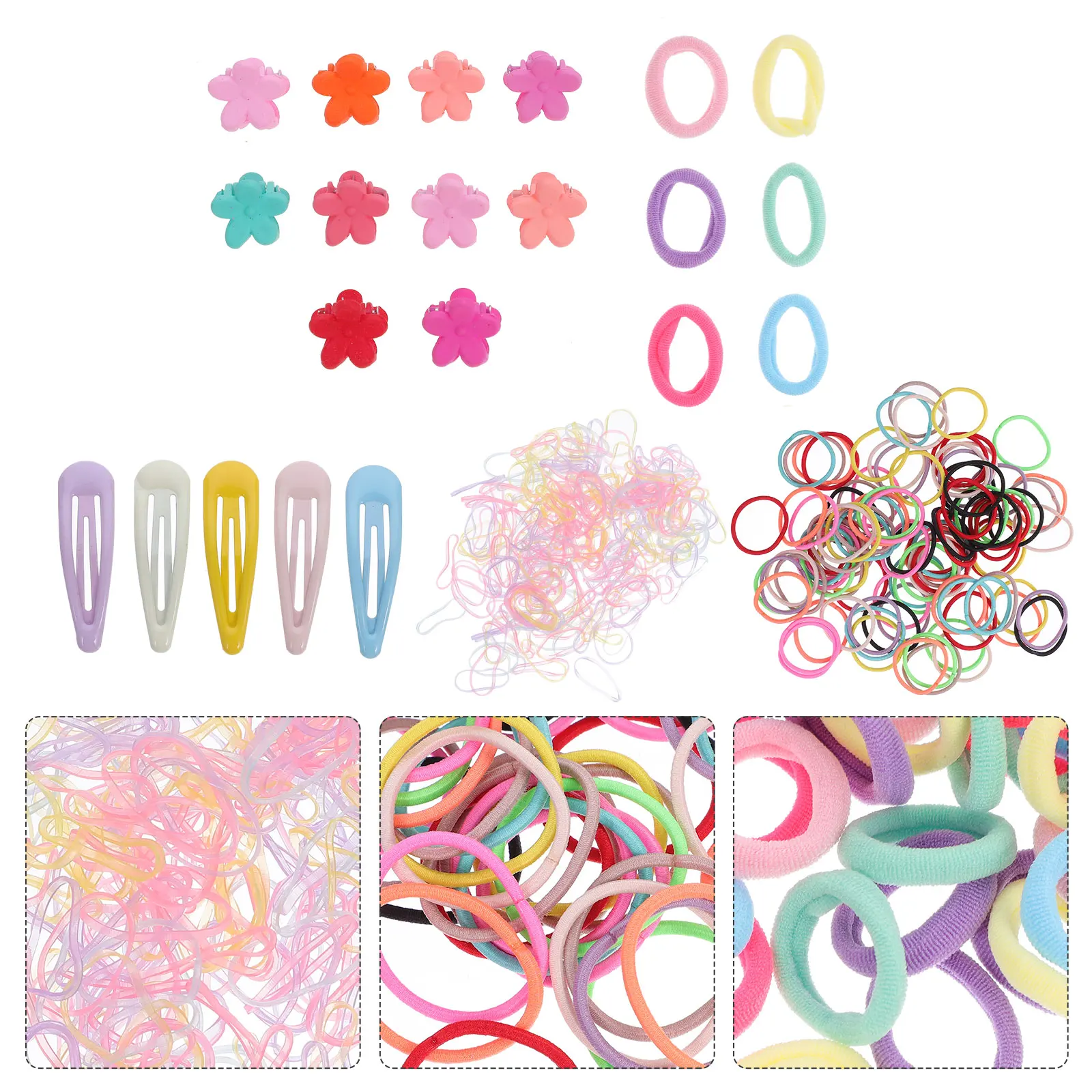 

565 Pcs Hair Accessories Gift Box Set Girls Hair Ties Clips Bright Colors Elastic Kids Baby Plastic Barrette
