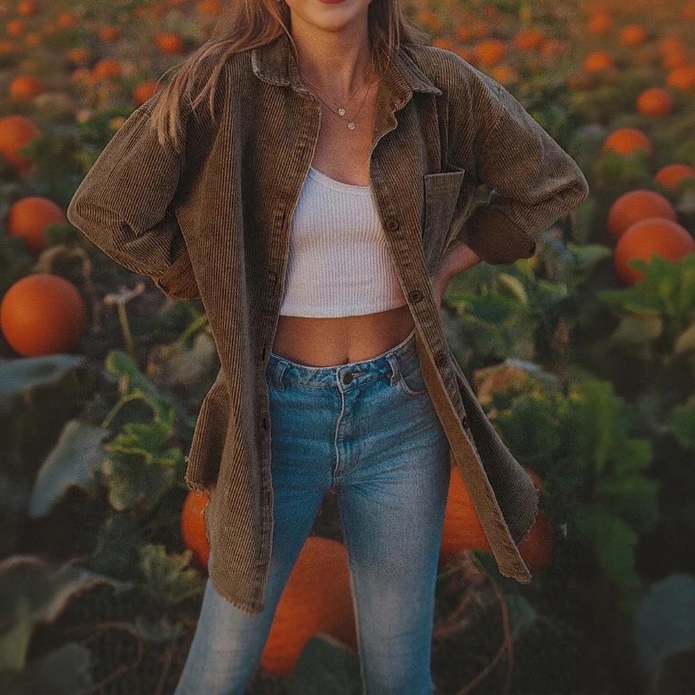 

Женская свободная повседневная рубашка чистого цвета с круглым вырезом, удобный дышащий модный топ на осень