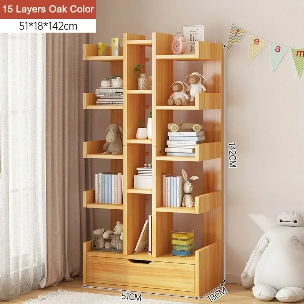 Modern Simple Organizer Storage Rack Living Room Closet Office Display Shelf Solid Wood Bookshelf Floor Standing Storage Rack