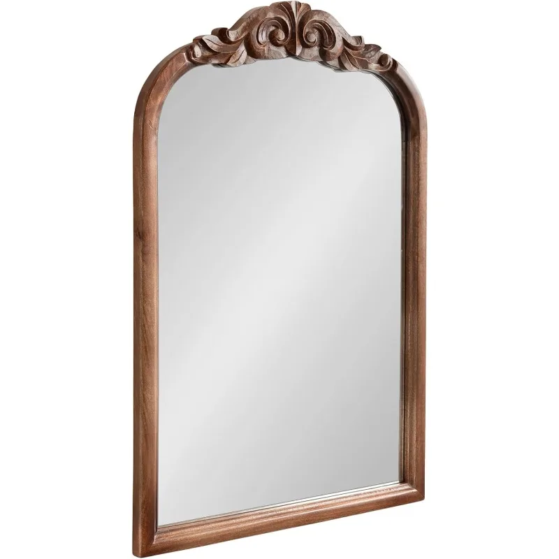 Arendahl Traditional Arch Wall Mirror, 24 X 36,Vintage Baroque-Inspired Wooden Arched Bathroom Mirror