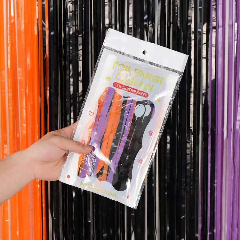 

1x2 meter Happy Halloween Backdrop Metallic Foil Fringe Tinsel Curtain Bunting Banner Party Garland Decoration Party Supplies