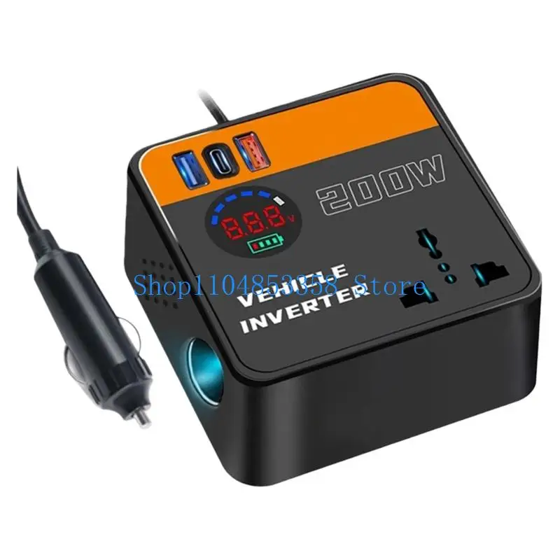 

652F Автомобильный инвертор 12 В 24 В до 110 В 220 В адаптер питания автомобиля с ЖК-экраном и выходом 200 Вт для путешествий и