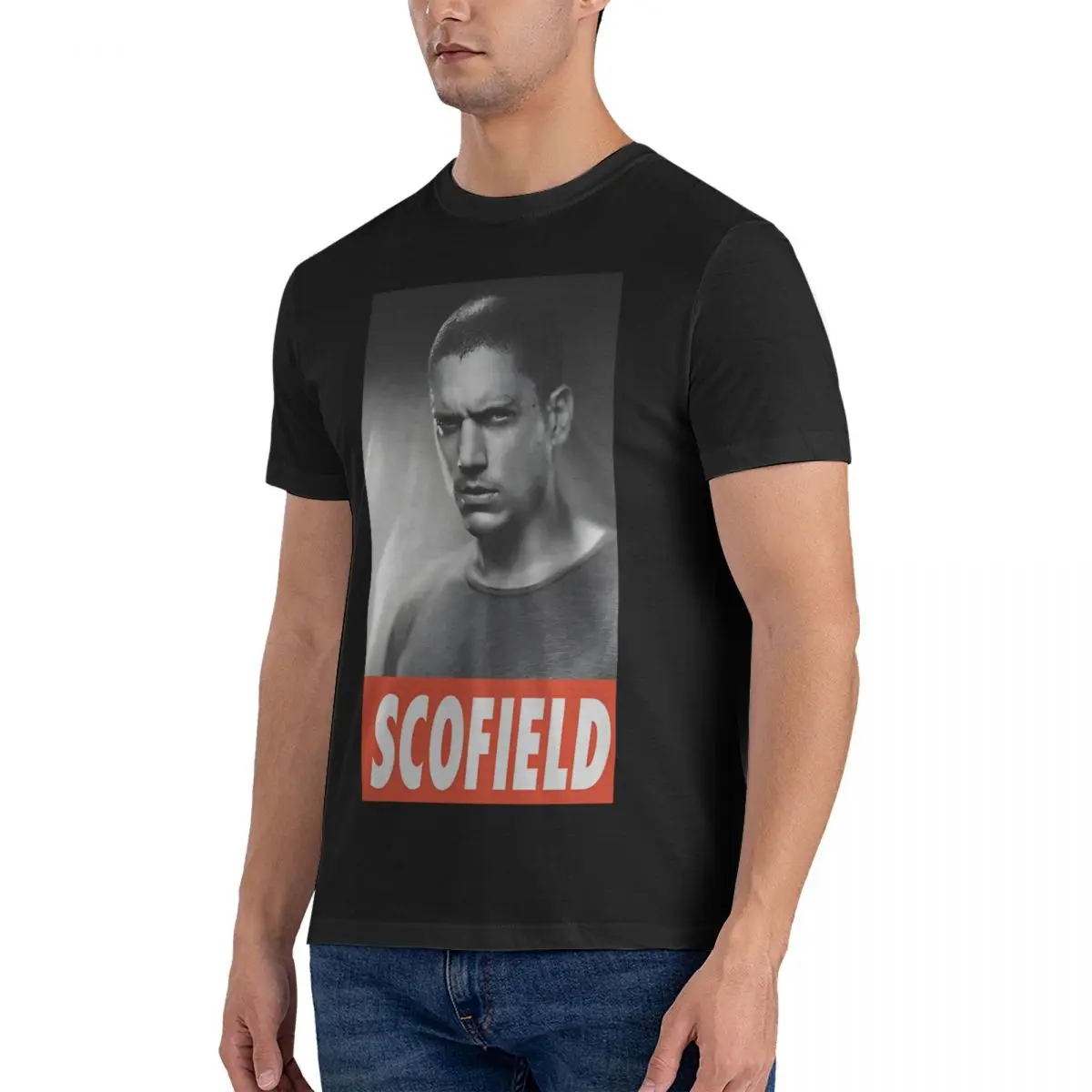 Men Michael Scofield T Shirts Prison Break Pure Cotton Clothing Vintage Short Sleeve O Neck Tee Shirt Graphic Printed T-Shirts