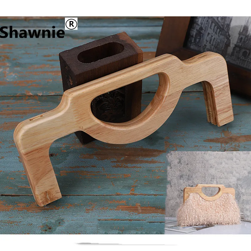 1 Set Nature Color Solid Wood Material Wholesale Factory Guangzhou Supplier Wooden Handle Purse Frame Screws With Hinges Hangers