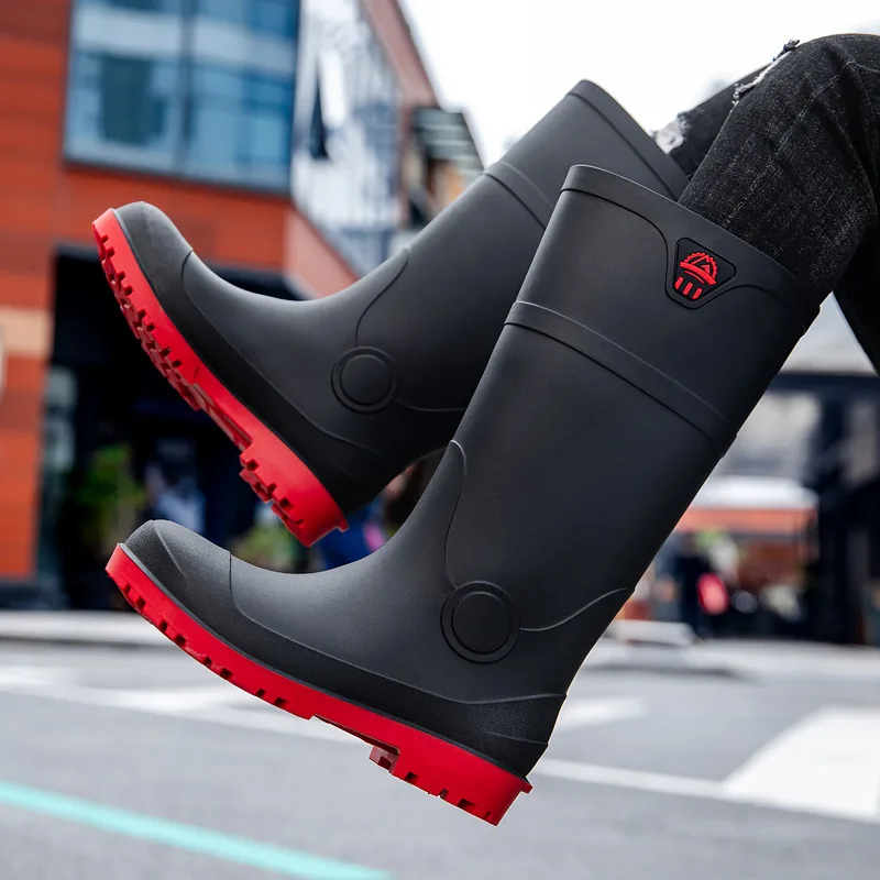 

Водонепроницаемые резиновые сапоги со стальным носком, мужские нескользящие стальные ботинки для защиты труда, защита от пирсинга, водонепроницаемая...