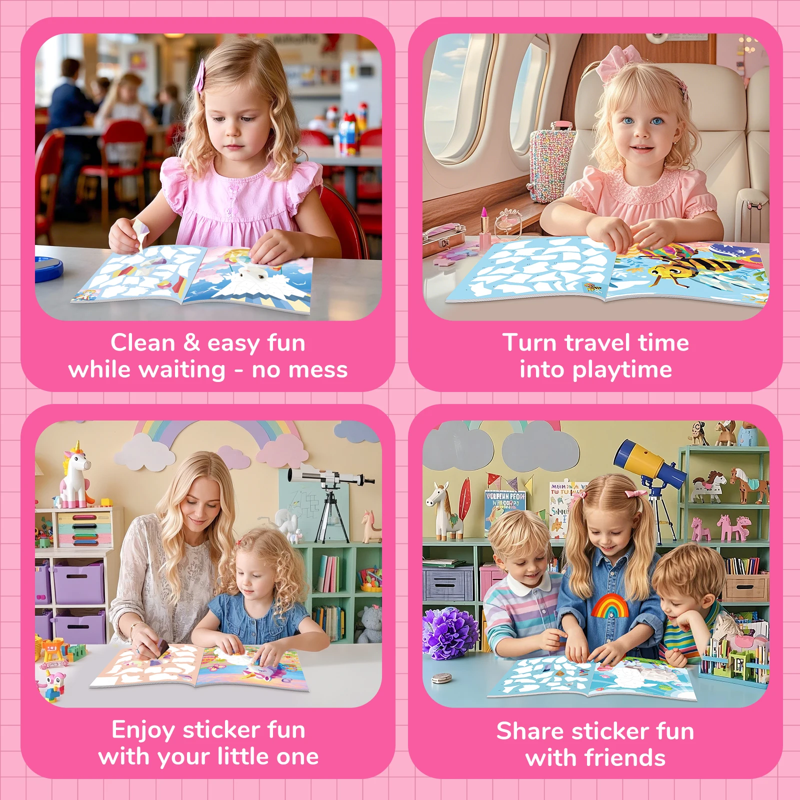 1-4 قطعة كتاب ملصقات الطلاء حسب الرقم ملصقات يونيكورن كتاب الطلاء للأطفال هدية ملصق حسب الرقم ألعاب السفر القرطاسية للأطفال الصغار