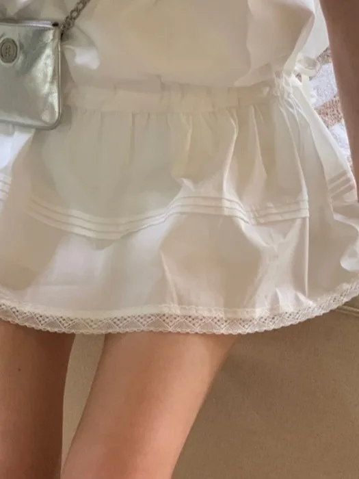 夏 美しい 半袖 レディース ワンピース 韓国風 花柄 レース スプライシング 通勤スタイル 白 ショートスカート エレガント