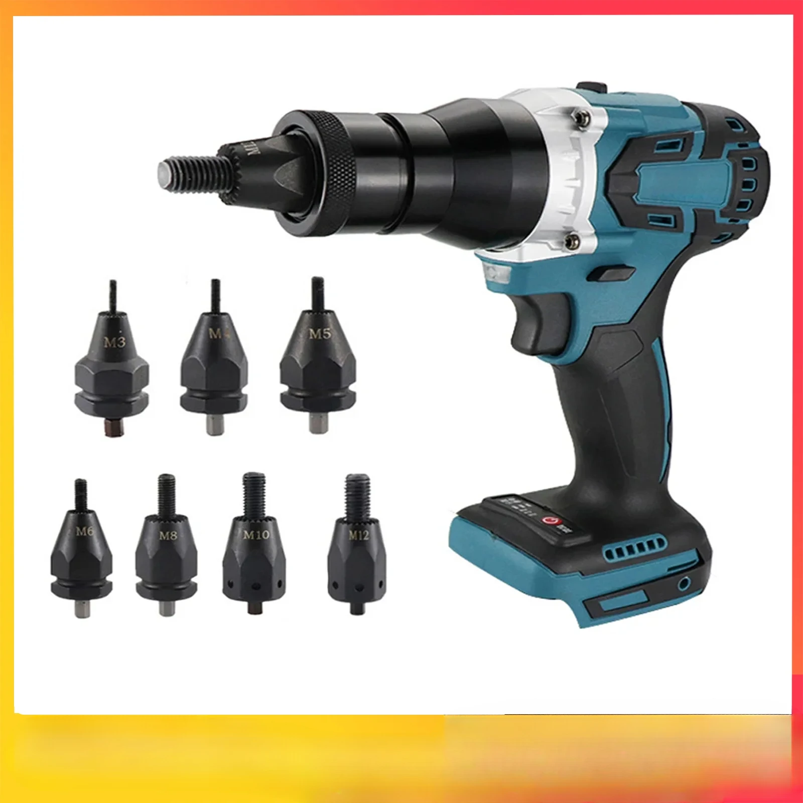 18V Brushless Electric Rivet Gun 2.4-4.8mm Cordless Rivet Nut Gun Automatic Rivet Tool With LED Light