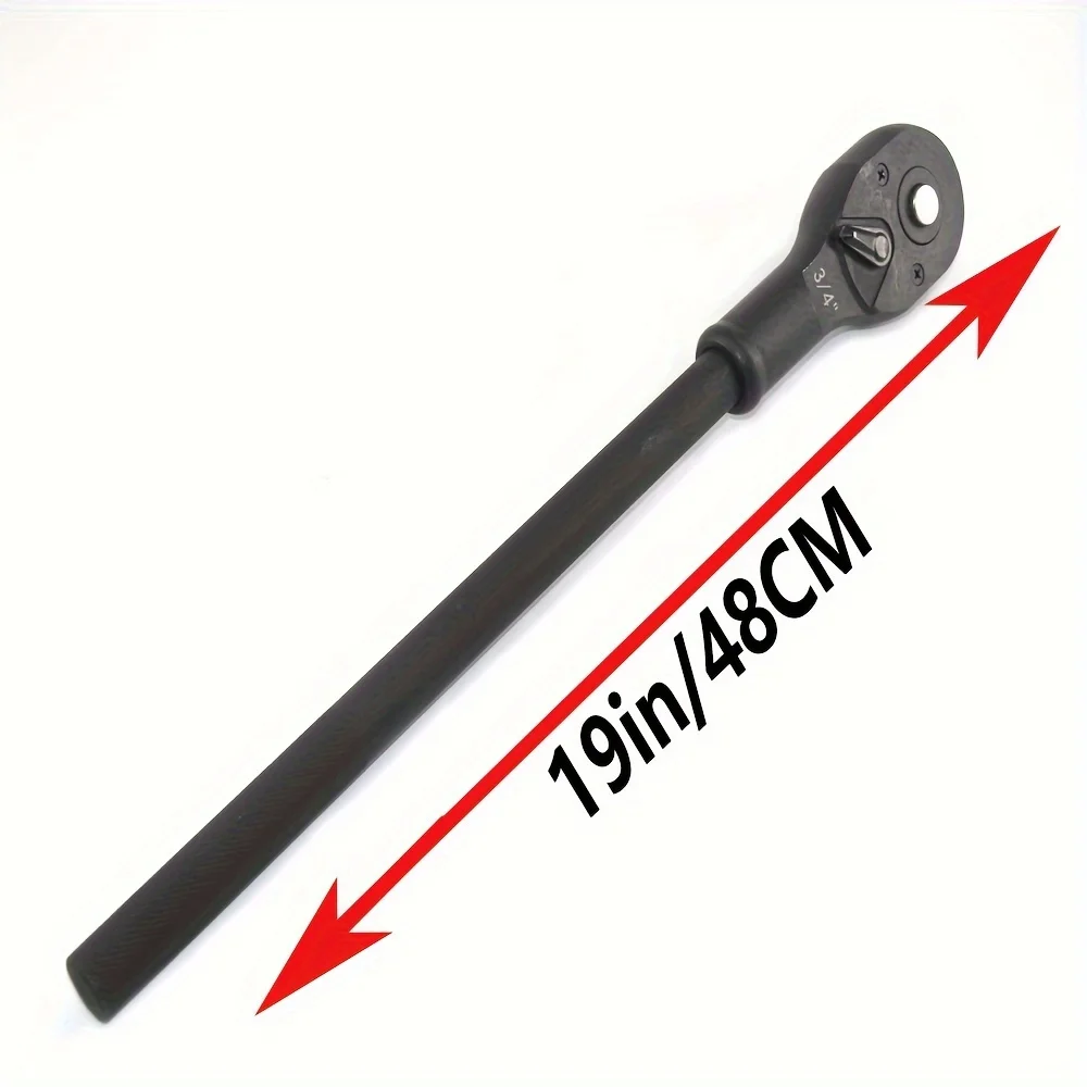 Ratchet Wrench, 3/4In Adjustable Heavy Duty Drive Ratchet Square Head Reversible Socket Wrench Mediu Lengthened Auto Repair Tool