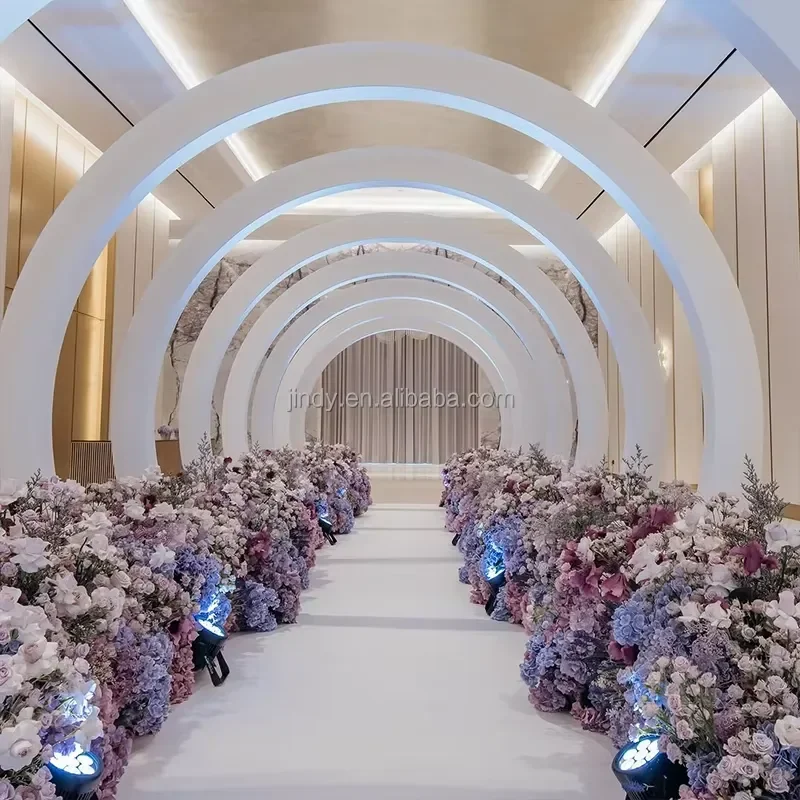 Luxury White Acrylic Wedding Arch LED Background Light Elegant Stage Decoration Frame For Marriage Ceremony Event Party Decor