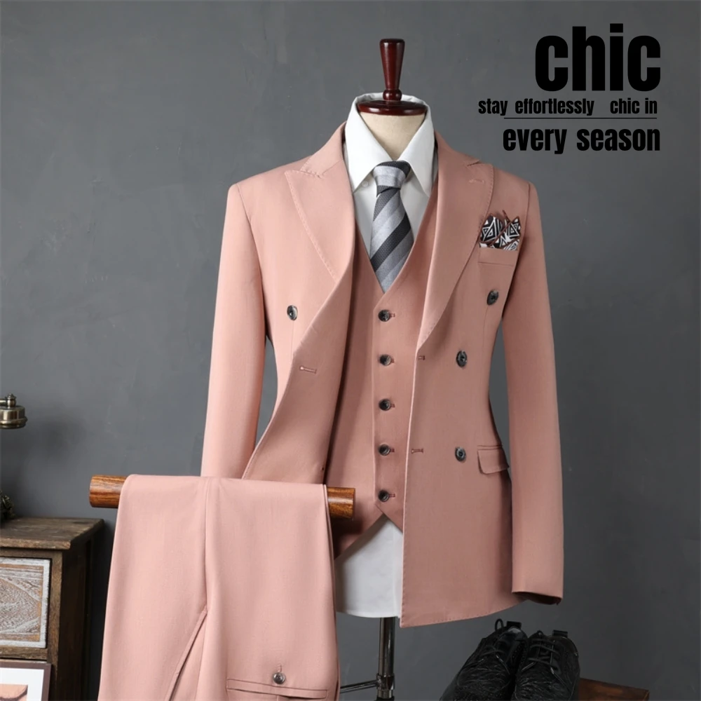Stylish Business Suit Set For Men Elegant Solid Color Interview 2026 Groom Wear Hot Sale Dancing Tuxedo In Stock Four Seasons