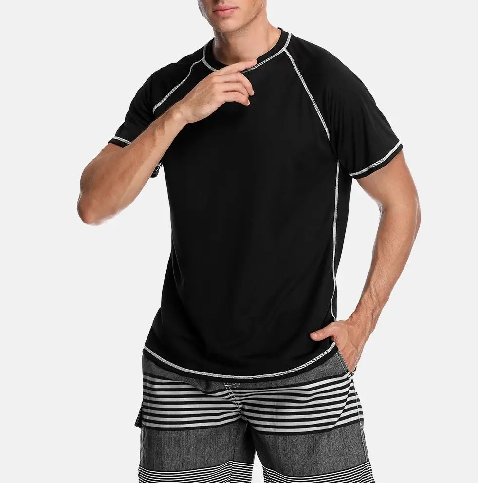 Attraco Men Rashguard Dry-Fit Short Shirt Men Diving Shirts Surf Rash Guards Top UPF 50+ Breathable Rashguard T-Shirt Beach Wear