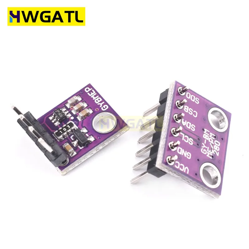 HWGATL 2pcs BME280 3.3V 5V Digital Barometric Pressure Altitude Sensor I2C/SPI High Precision And Humidity Temperature Module