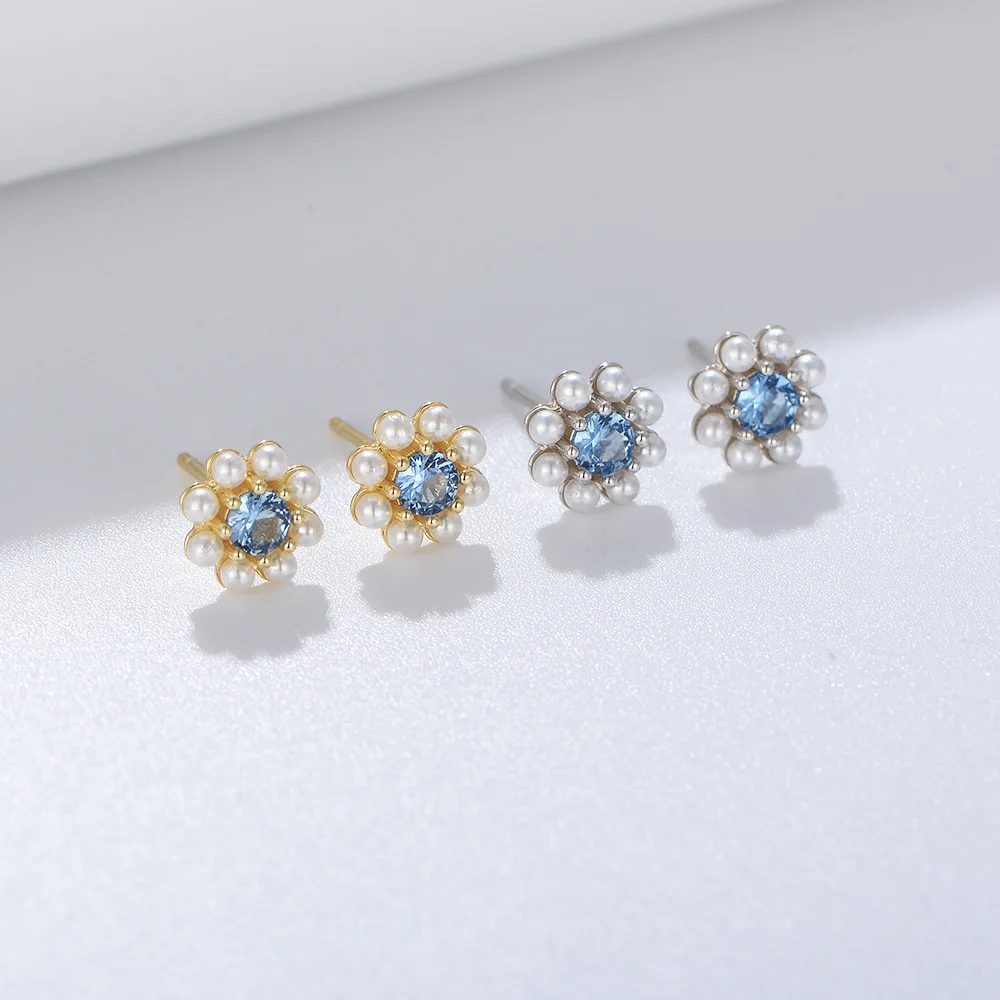 radient Rainbow Fire Crystal Round Earrings White Gold Colorful Zircon Blue Green Zircon Stone Stud Earrings For Women Jewelry