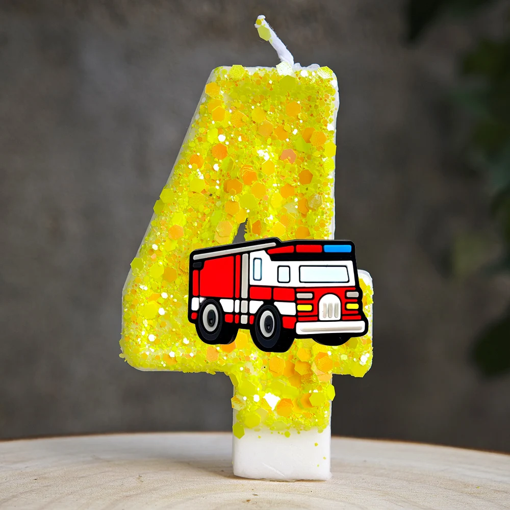 Bunte Feuerwehrauto-Geburtstagskerze Rauchfreie Paraffin-Kuchendekoration für Kinderpartys Babypartys Feiertagsfeiern – Detail 5