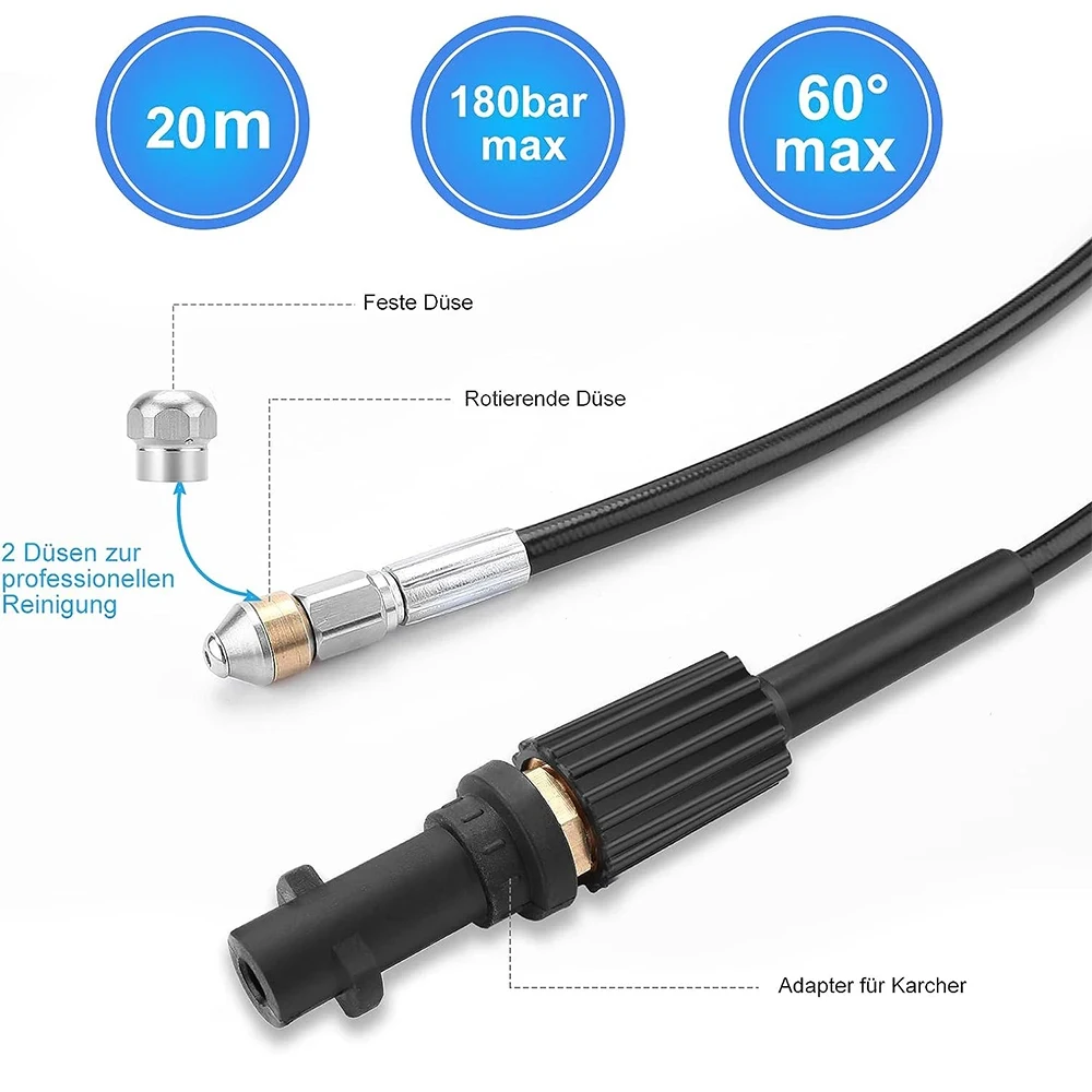 Wąż do czyszczenia kanalizacji do Kärcher K2 K3 K4 K5 K6 K7 przewód myjka ciśnieniowa przewód odblokowujący z adapterem