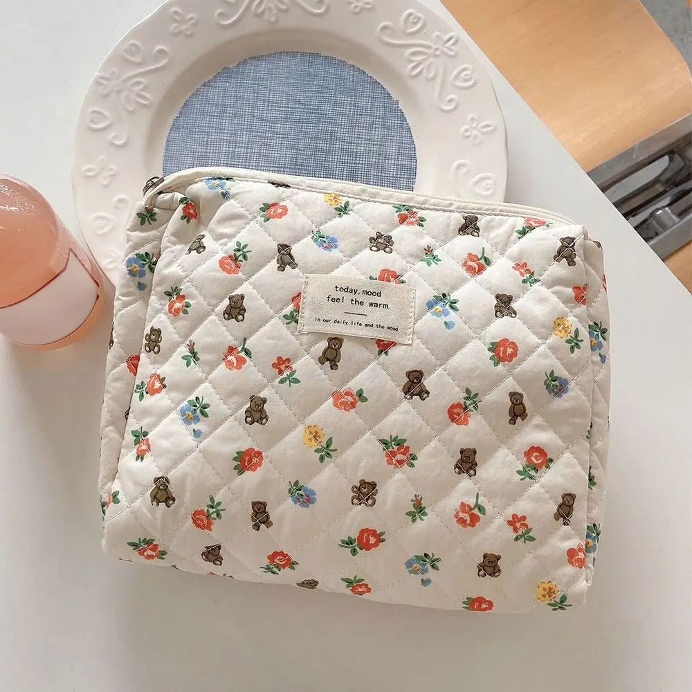 Women Storage Organizer Cotton Floral Cosmetic Pouch Makeup Bag Female Handbags Toilet Bag