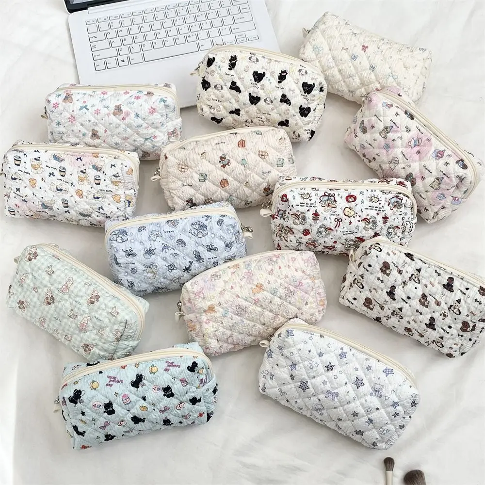 

Portable Bubble Cloth Coin Purse Korean Style Large Capacity Zipper Stationery Bag Soft Lightweight Cosmetic Bag Earphone