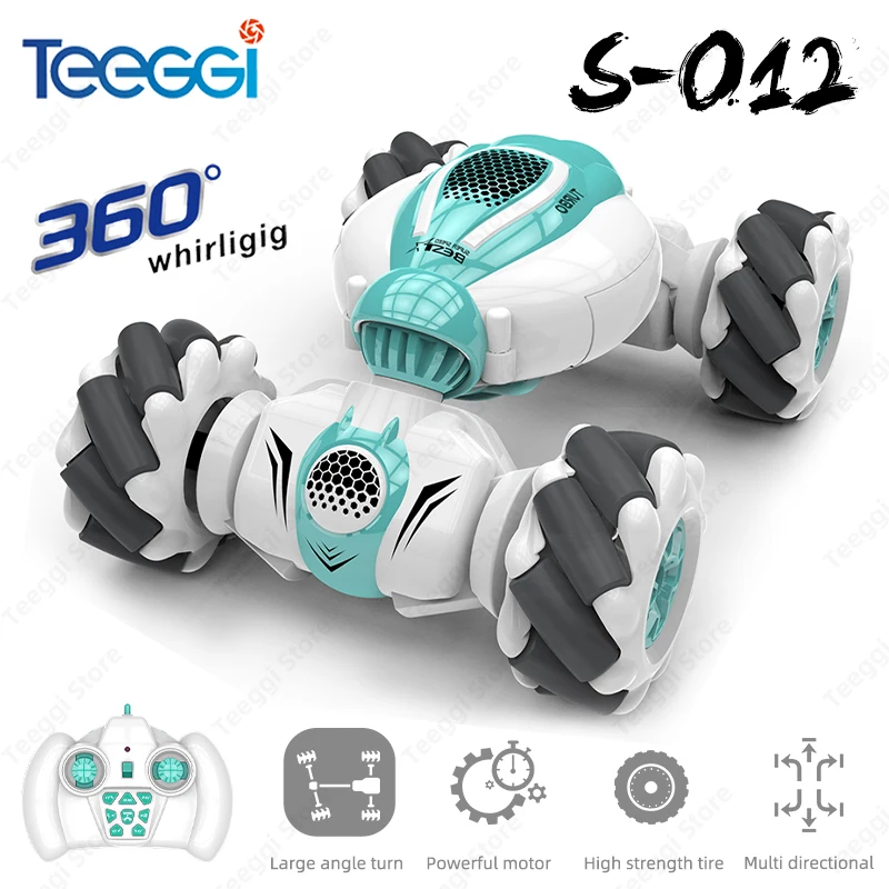 Teeggi 2.4G RC Stunt Car 4WD Double Remote Control 360° Degree Rotation RC Off Road Climbing Kids Rc Drift Car Toy for Gift