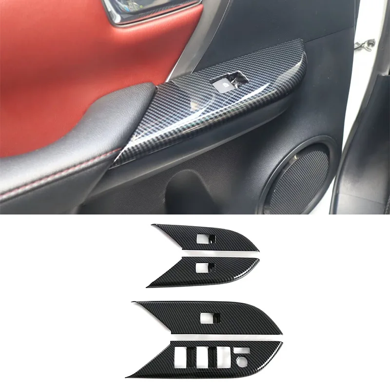 For Toyota Fortuner AN150 AN160 2022-2024 Carbon Fiber Grain Gear Shift Cover Window Control Panel Door Handle trim Car Styling view 5