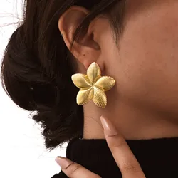 Exquisited Flower Stud Earrings for Women, Stainless Steel Large Floral Vintage Jewelry