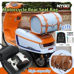 Retro Motorcycle Trunk Rear Seat Hanging Bag Waterproof Electric Vehicle Storage Trunk Storage Rear Trunk Bag