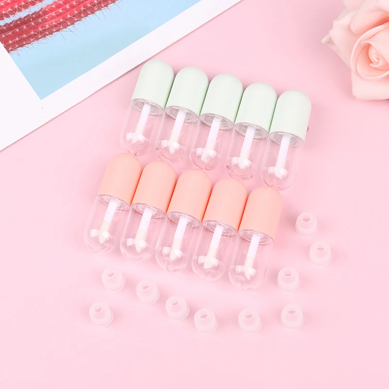 Tubo de brillo de labios vacío con varitas, Mini Cápsula de esmalte de labios, contenedores cosméticos Diy, 10 piezas, 5ml