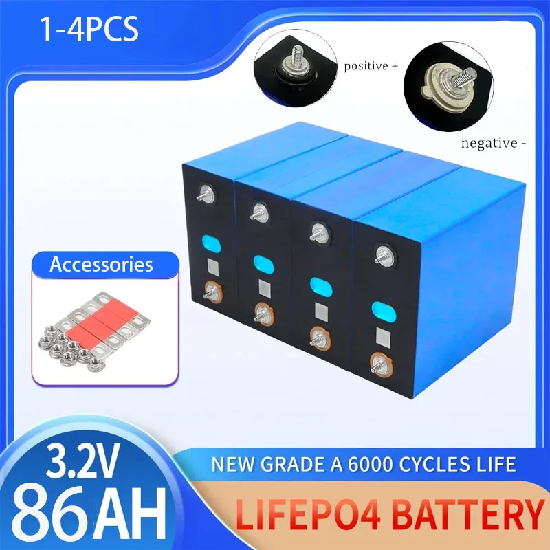 Class A 3.2V 86Ah LiFePO4 Battery Lithium Iron Phosphate for 12V 24V 4S Electric Scooter RV Solar Storage System