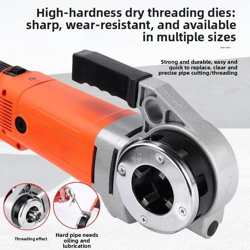 Electric threading machine, portable handheld water pipe hinge, threaded galvanized pipe threading tool, wire twisting