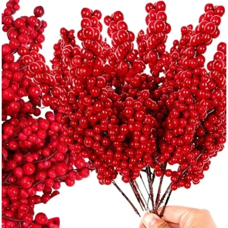 Christmas Artificial Berries Decoration Red Berry Branches for Xmas Tree Party Home Table Ornaments Red Fruit Wreath DIY Gift