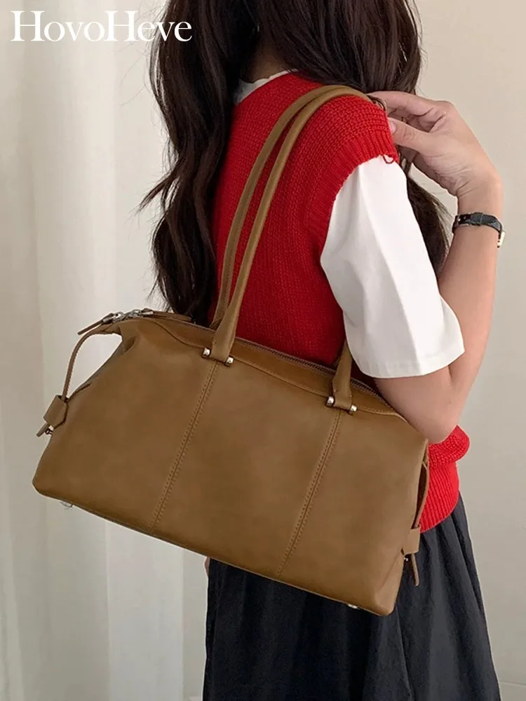 

New Designer Women Cowhide Genuine Leather Underarm Shoulder Bag Vintage Style Office Ladies Work Totes Handbag Large Capacity