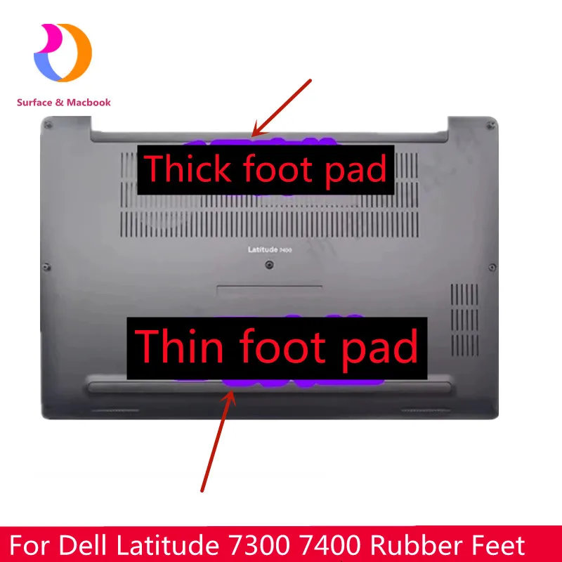 2pcs/Set Original For Dell Latitude 7300 E7300 E7400 Bottom Case Cover Rubber Feet Non-Slip Bumper Feet Strips New