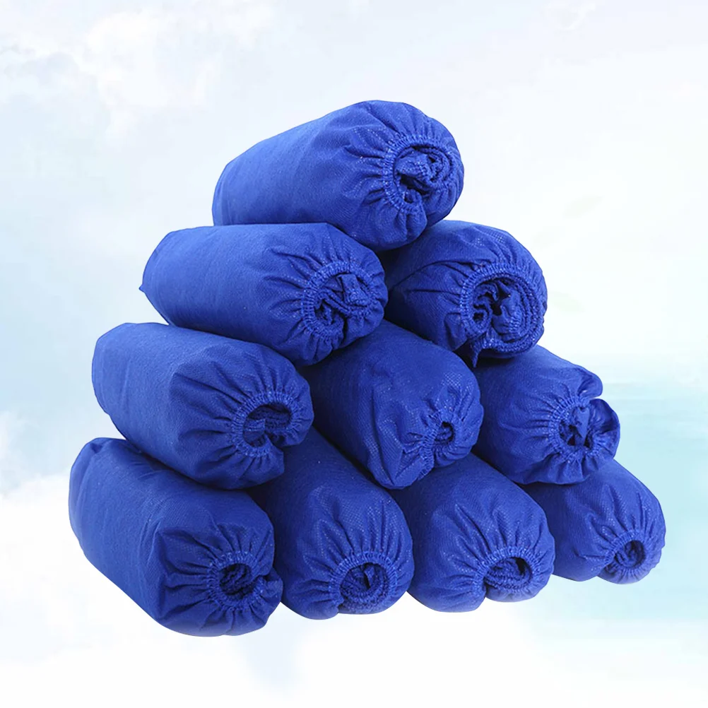 200Pcs Nonwoven Fabric Disposable Shoes Cover Elastic Band Nonslip Breathable Shoe Protector Home Office Travel Use
