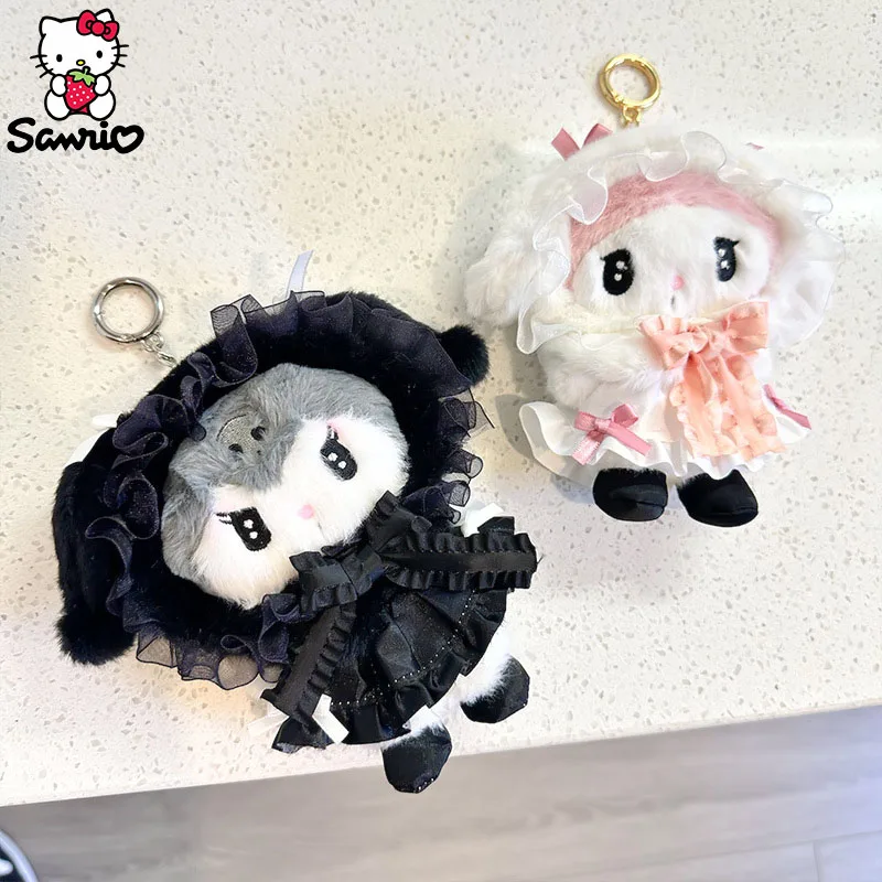 Kawaii Sanrio Plush Toy My Melody Keychain Kuromi Doll Keyring Bag Pendant Girl Plushie Keychain Women Birthday Gift Christmas