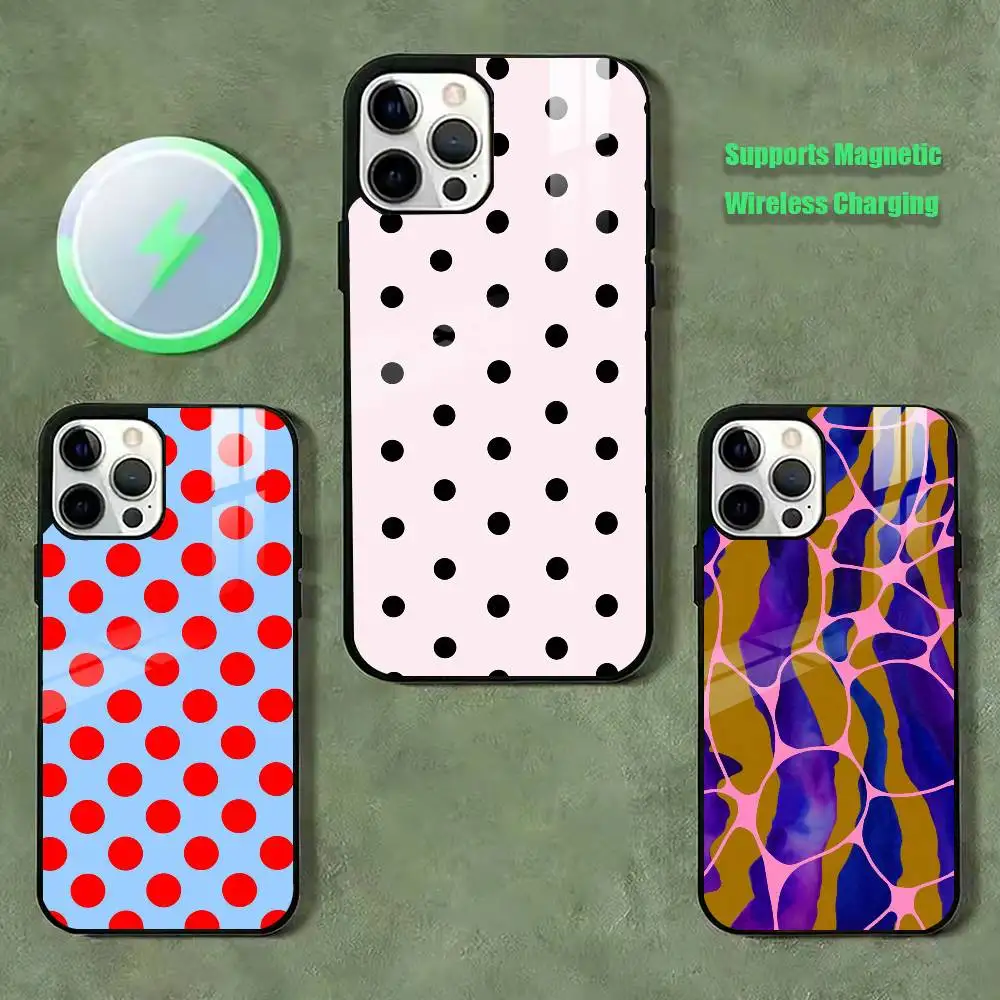 

Luxury Y2K Polka Dots Phone Case For iPhone17,16,15,14,13,12,11 Plus,Pro Compatible with magnetic wireless charging